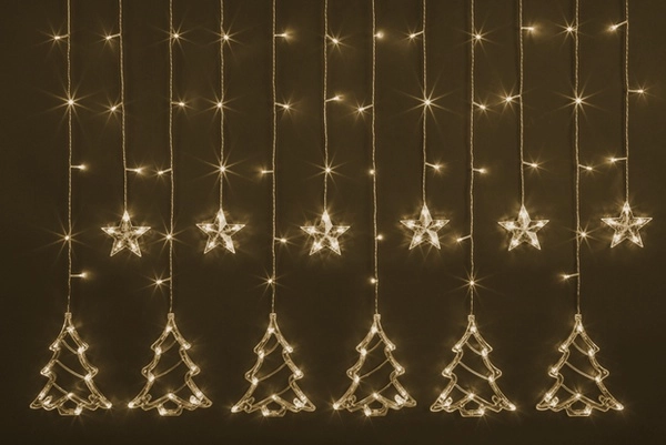 Гирлянда "Бахрома" звезды и елочки ВНУТРЕННЯЯ IP20 2,5*1,0м ТЕПЛЫЙ БЕЛЫЙ Navigator 95 006 NGF-D033-01