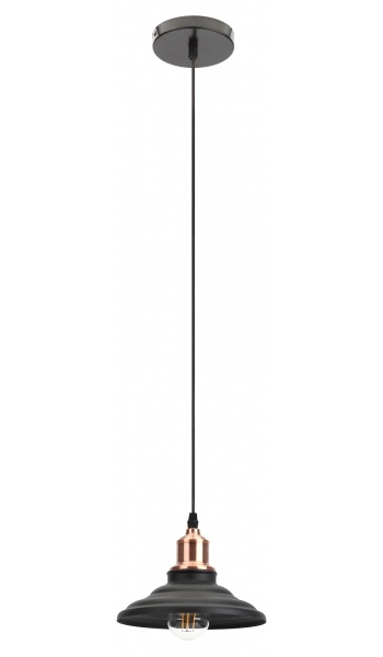 Подвес ЭРА PL4 BK/RC металл, E27, max 40W, d203 мм, шагрень черный/медь