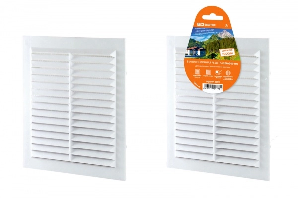 Решетка неразъемная с москитной сеткой, белая  200х300 TDM (кратно 10)