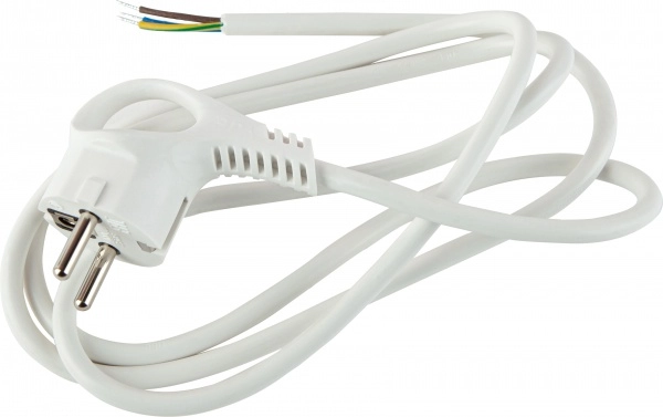 Шнур сетевой 3м с заземлением круглая вилка с кольцом ПВС3x0,75 белый ЭРА Б0048692