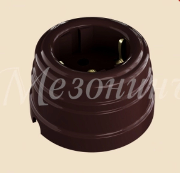 МезонинЪ Усадьба Пластик Коричневый Розетка 2-пол. с заземляющими контактами GE30301-04