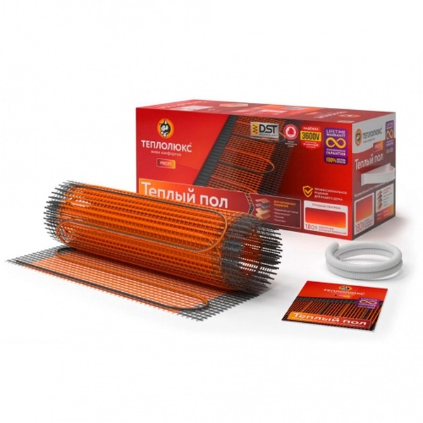 Теплолюкс Комплект теплых полов  ProfiMat180-1,0 без регулятора (двужильный мат, 1,0 кв.м, 180 Вт)