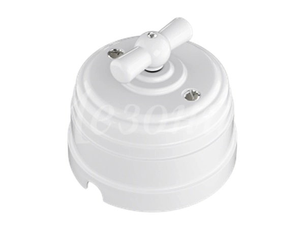 МезонинЪ Усадьба Пластик Белый Выключатель поворотный на 2 положения, для включателей из 2-мест (1-клавишный проходной), GE30404-01