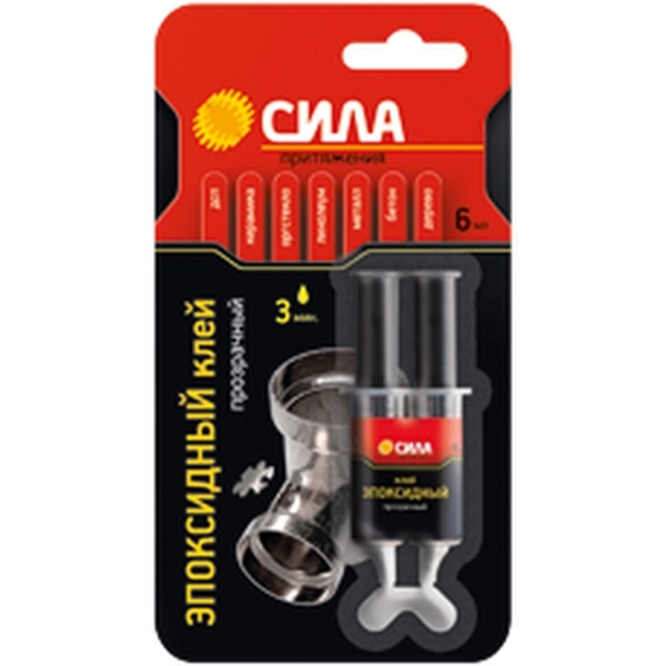 Клей эпоксидный СИЛА 6 мл. шприц,  SEBL1-6 BL-1 ШБ