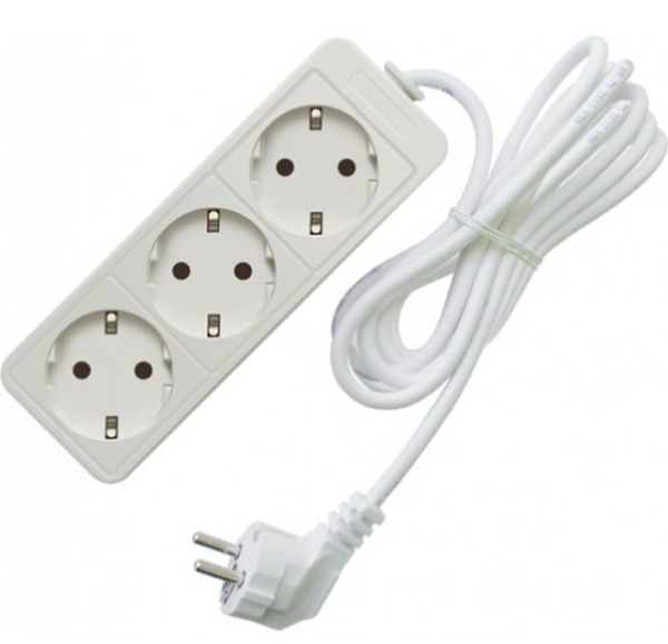 Удлинитель бытовой 3 гнезда 10м без заземления ПВС2х1 10А 2200Вт белый Союз (Универсал) 481S-1310