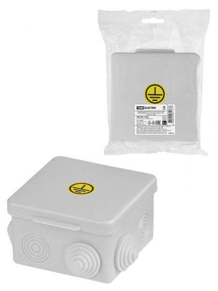 Коробка уравнивания потенциалов (КУП) ОП 80х80х50 мм, шина 6х9, 6 групп, IP54, инд. штрихкод, TDM