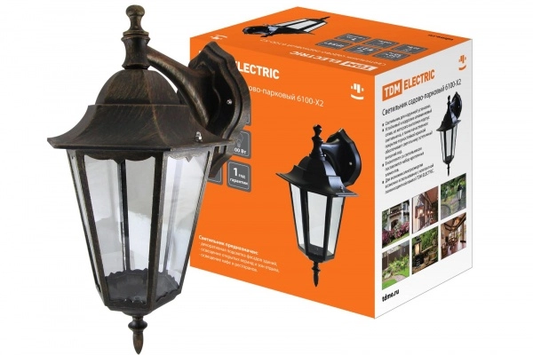 Светильник садово -парковый TDM  шестигранник, 100Вт, вниз, бронза  6100-12