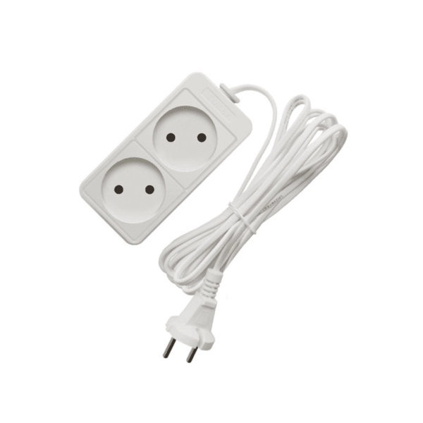 Удлинитель бытовой 2 гнезда 1,5м без заземления ШВВП2х0,75 6А 1300Вт белый Союз (Универсал) 481S-0201