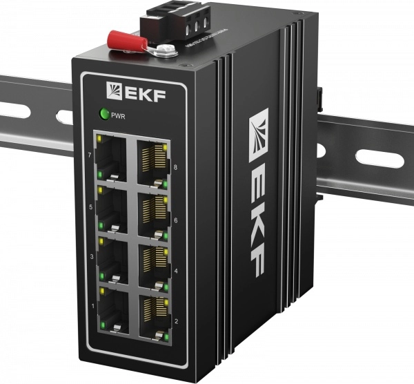 Промышленный неуправляемый коммутатор U-8T, 8 портов 10/100Base-T(X) RJ45, монтаж на динрейку TSX EKF (кратно 1)