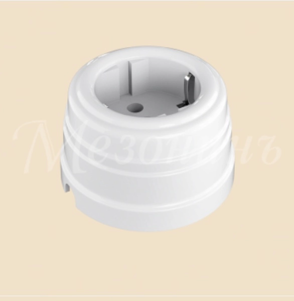 МезонинЪ Усадьба Пластик Белый Розетка 2-пол. с заземляющими контактами GE30301-01