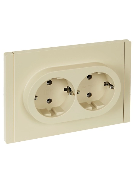 Розетка двойная с заземляющими контактами без защитной шторки безвинтовое крепление 16А FORTE&PIANO ВАНИЛЬ FP424 IEK