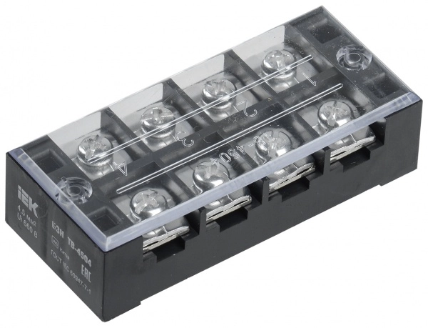 Блок зажимов ТВ-4504 до 4,5 мм2 45A 4 клеммные пары IEK