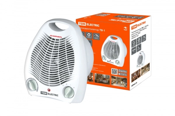 Тепловентилятор ТВ-1, 2000 Вт, регулировка мощности (1000/2000 Вт), термостат, TDM