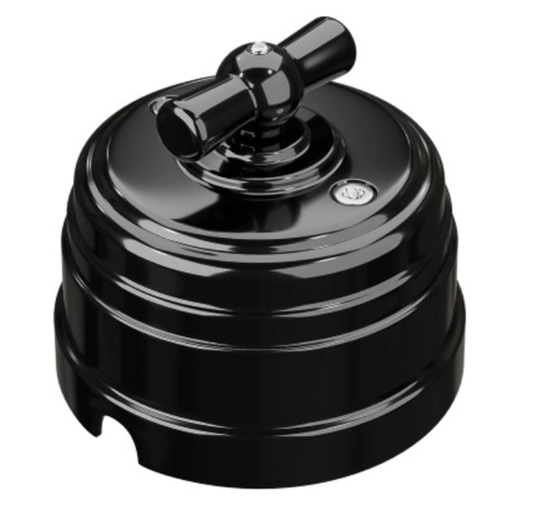 МезонинЪ Усадьба Пластик Черный Выключатель поворотный на 4 положения (2-клавишный) GE30401-05