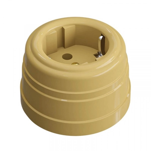 Розетка пластиковая с заземляющим контактом, цвет - песочное золото GE30301-32