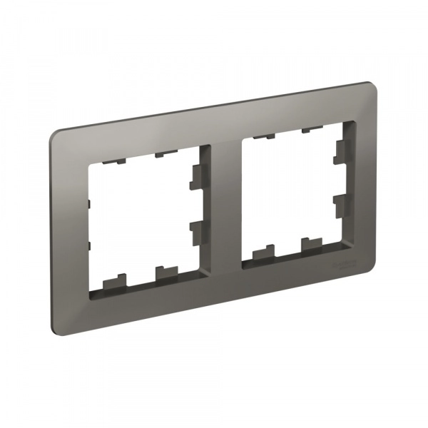 Рамка двухместная ATLASDESIGN AIR СТАЛЬ/дымчатый черный