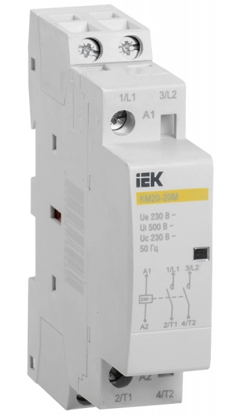 Контактор модульный  20А 230В 2НО АС КМ20-20М MKK11-20-20 IEK