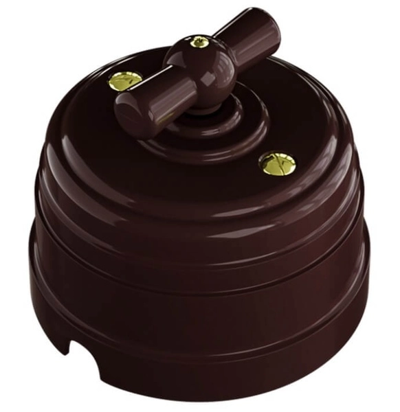 МезонинЪ Усадьба Пластик Коричневый Выключатель поворотный на 2 положения, для включателей из 2-мест. (1-клавишный проходной), GE30404-04