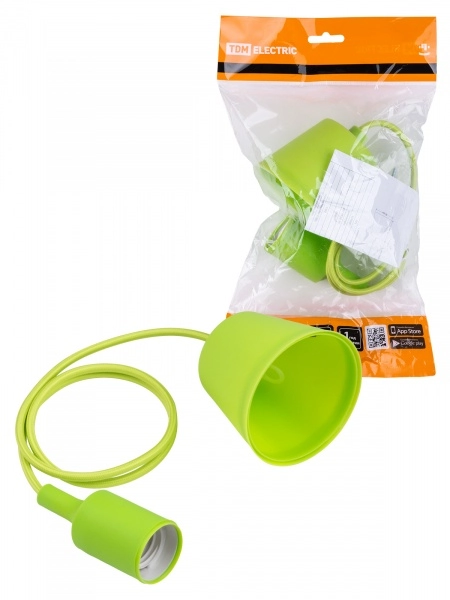 Светильник-Патрон пластиковый TDM Е27 с подвесом 1 м, зеленый