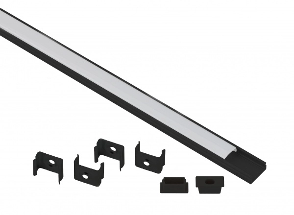 ЭРА Комплект с накладным анодированным профилем ЭРА 1506B 15х6мм, 2м, черный САВ262