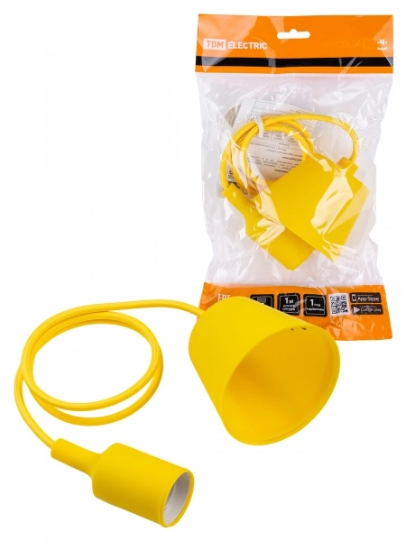 Светильник-Патрон пластиковый TDM Е27 с подвесом 1 м, желтый