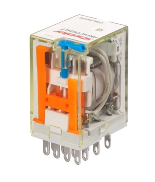 Реле промежуточное RKF4CO024LT 4CO, 6A, (250VAC/30VDC), 24VDC, мех. индикация, тест-кнопка с блокировкой, LED  Shenler