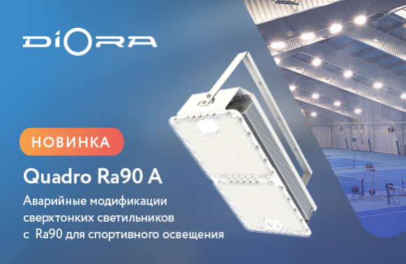 Аварийные сверхтонкие светильники Diora Quadro Ra90 A для спортивного освещения