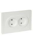 Розетка двойная без заземления с защитной шторкой безвинтовое крепление 10А FORTE&PIANO БЕЛЫЙ FP226 IEK
