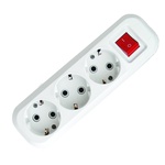 Колодка 3 гнезда с заземлением 16А 220В 3500Вт с выключателем Белая UNIVersal S303