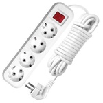 Удлинитель бытовой 4 гнезда 5м с заземлением с выключателем ПВС3х1 13А 2990Вт S-304 белый UNIVersal 9631991