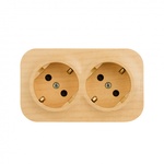 Розеточный блок с предварительным подключением 2 x с заземлением с защитными шторками - 16 A - 250 В~ - Quteo IP 20 - ДЕРЕВО