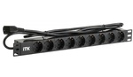 Блок PDU 9 розеток DIN49440 (немецкий cтандарт ) 1U, шнур 2м вилка IEC 320 C14, профиль из ПВХ, черный ITK
