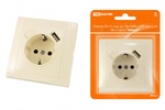 Розетка Таймыр Слоновая Кость 2П+З с защитными шторками 16А 250В + USB порт 2,1А 5В SQ1814-0140 TDM