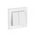 Выключатель двухклавишный схема 5 10АХ ATLASDESIGN в сборе БЕЛЫЙ быстрозажимные клеммы