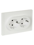 Розетка двойная с заземляющими контактами с защитной шторкой безвинтовое крепление 16А FORTE&PIANO БЕЛЫЙ FP223 IEK