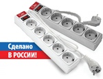 Сетевой фильтр 5 гнезд 1,8м с заземелнием ПВС 3х0,75 10А 2200Вт серый Союз (Универсал) 1341