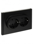 Розетка двойная с заземляющими контактами с защитной шторкой безвинтовое крепление 16А FORTE&PIANO ЧЕРНЫЙ FP123 IEK