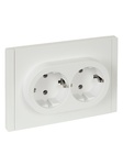 Розетка двойная с заземляющими контактами без защитной шторки безвинтовое крепление 16А FORTE&PIANO БЕЛЫЙ FP224 IEK