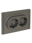 Розетка двойная с заземляющими контактами без защитной шторки безвинтовое крепление 16А FORTE&PIANO СТАЛЬ FP524 IEK