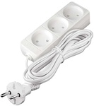 Удлинитель бытовой 3 гнезда 3м без заземления ШВВП2х0,75 6А 1300Вт белый Союз (Универсал) 481S-0303