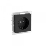 Розетка с заземлением со шторками 16А ATLASDESIGN механизм КАРБОН быстрозажимные клеммы