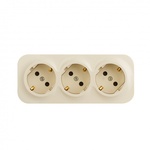 Розеточный блок с предварительным подключением 3 x с заземлением с защитными шторками - 16 A - 250 В~ - Quteo IP 20 - Слоновая кость