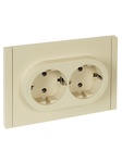 Розетка двойная с заземляющими контактами без защитной шторки безвинтовое крепление 16А FORTE&PIANO ВАНИЛЬ FP424 IEK