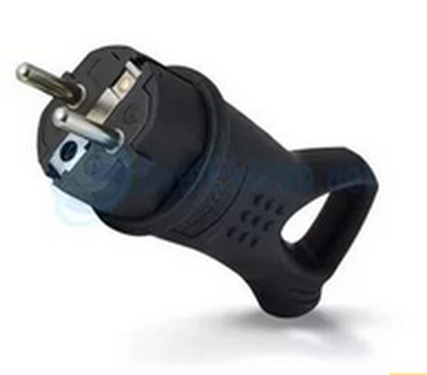 Вилка кольцо с заземлением Каучук 16А IP44 Черная UNIVersal 0003