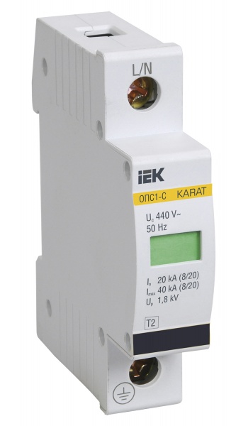 Ограничитель имульсных перенапряжений  1П  400B  20-40кА  IEK  ОПС1-С