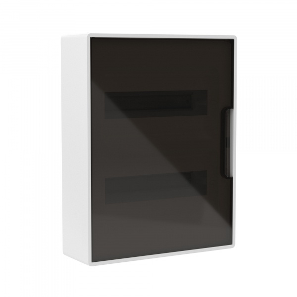 Щит ЩРН-24 398.6x311.6x102 мод настенный FRAME, белый, с тонированной дверцей, с шин. PEN2шт 8отв+ 2шт 6отв.