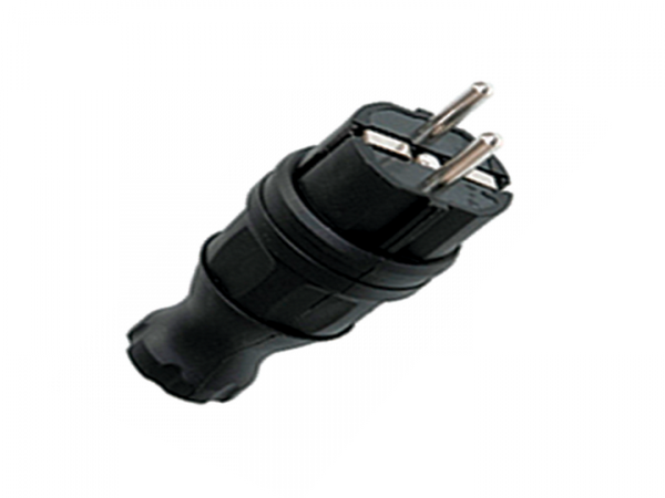 Вилка с заземлением Каучук 16А IP44 Черная EKF RPS-011-16-230-44 (кратно 1)