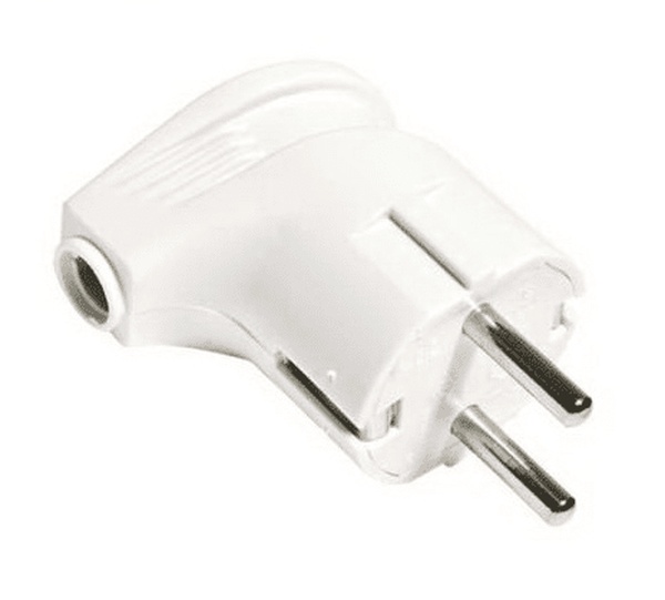 Вилка угловая с заземлением 16А 250В Белая UNIVersal А105