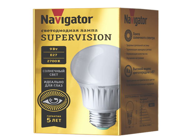 Светодиодная лампа 80 548 NLL-A60-9-230-2.7K-E27-FR-SV 9Вт шар матовая 2700К E27 810лм 176-264В Supervision Navigator 80548