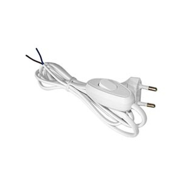 Шнур сетевой 1,7м без заземления плоская вилка с выключателем ШВВП2х0,75 белый UNIVersal А1060